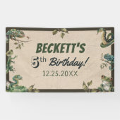 Reptiel thema Kind verjaardagsfeestje Spandoek (Horizontaal)