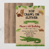 Reptiel verjaardag thema party uitnodiging (Voorkant / Achterkant)