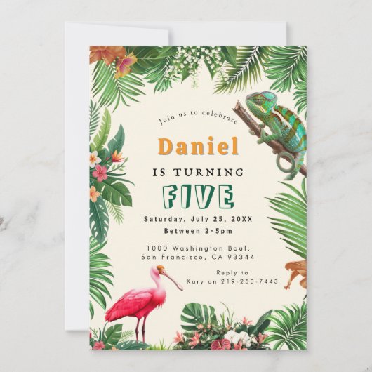 Reptiel Verjaardag uitnodiging (Voorkant)