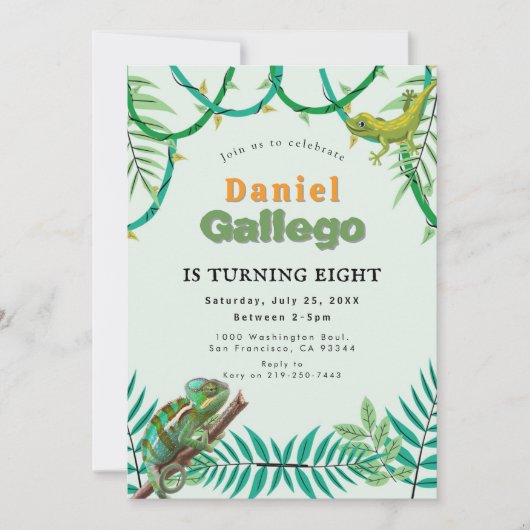 Reptiel Verjaardag uitnodiging (Voorkant)