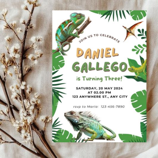 Reptiel Verjaardag uitnodiging