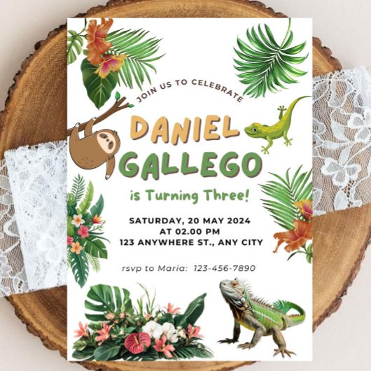 Reptiel Verjaardag uitnodiging