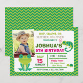 Reptiel Verjaardag uitnodiging (Voorkant / Achterkant)