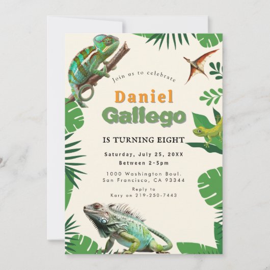 Reptiel Verjaardag uitnodiging (Voorkant)