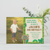 Reptiel Verjaardag Uitnodiging Hagedis Slang Uitno (Staand voorkant)