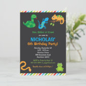 Reptiel verjaardagsfeest uitnodiging / reptiel par (Staand voorkant)