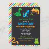 Reptiel verjaardagsfeest uitnodiging / reptiel par (Voorkant / Achterkant)