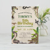 Reptiel verjaardagsfeest voor jongens - afdrukbare kaart (Staand voorkant)