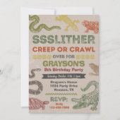 Reptiel verjaardagsuitnodiging | Reptiel feestje Kaart (Voorkant)