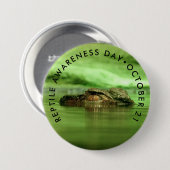 Reptielbewustmakingsdag, krokodil ronde button 7,6 cm (Voorkant /achterkant)