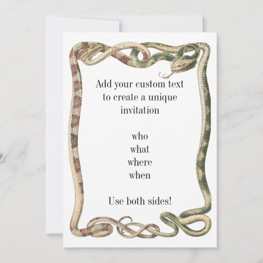 reptielen, getwijnde slangen of vloerbedekking kaart (Achterkant)