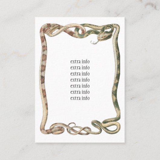  reptielen, getwijnde slangen of vloerbedekking visitekaartje (Achterkant)