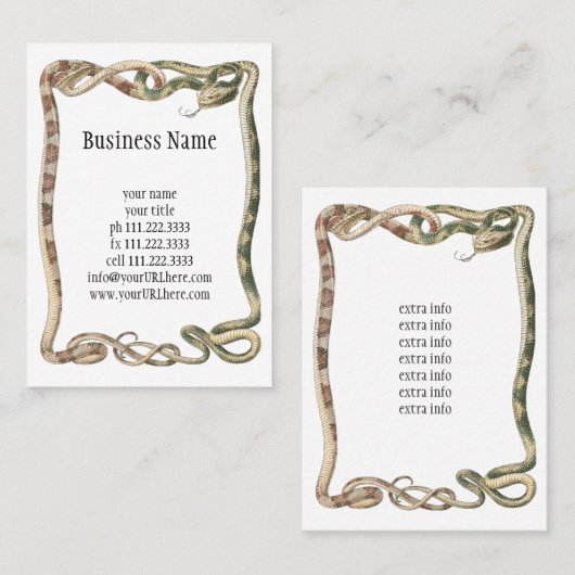  reptielen, getwijnde slangen of vloerbedekking visitekaartje (Voorkant / Achterkant)