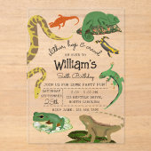 Reptielen, hagedissen & amfibieën Kids Verjaardag Acryl Uitnodigingen (Voorkant)