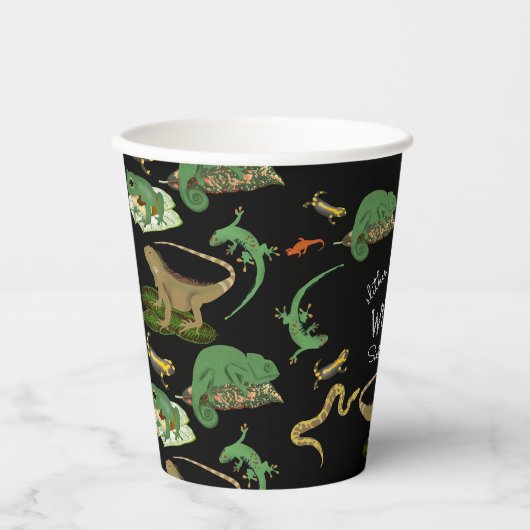 Reptielen, Hagedissen, Amfibieën Kinderen Verjaard Papieren Bekers (Voorkant)