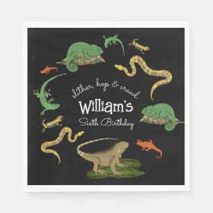 Reptielen, Hagedissen, Amfibieën Kinderen Verjaard Servet