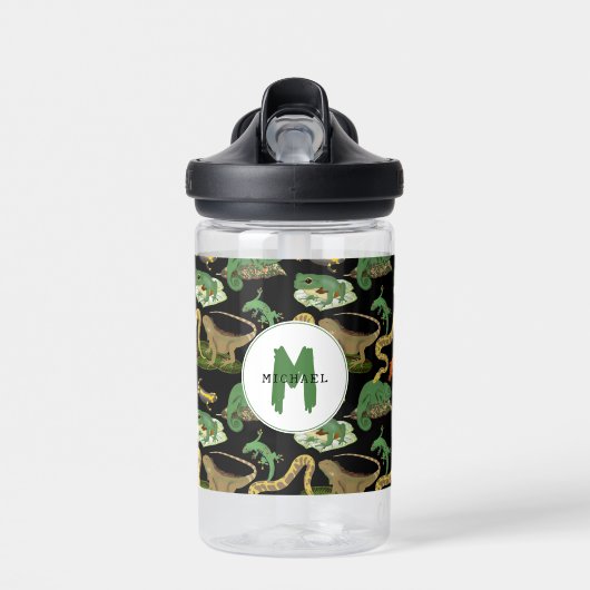 Reptielen, hagedissen en amfibieën Kinder Monogram Waterfles (Voorkant)