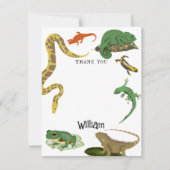 Reptielen, hagedissen en amfibieën Kinder naam Bedankkaart (Voorkant)