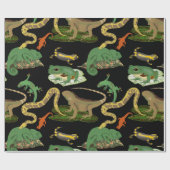 Reptielen, hagedissen en amfibieën patroon cadeaupapier (Vlak)
