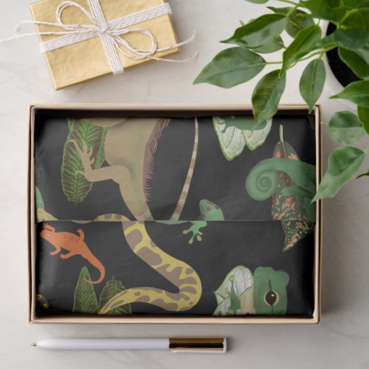 Reptielen, hagedissen en amfibieën patroon tissuepapier (Geschenk)