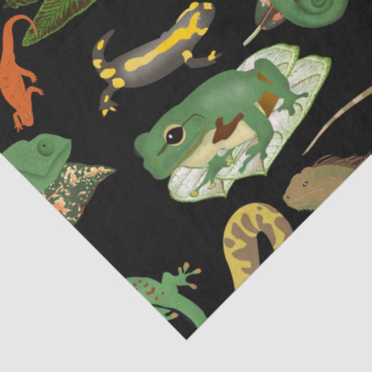 Reptielen, hagedissen en amfibieën patroon tissuepapier (Detail)