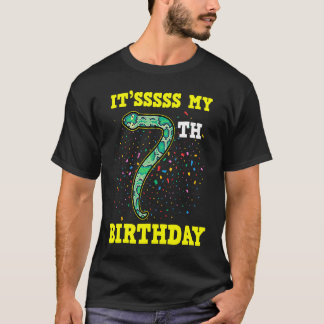 Reptielen Het is 7e verjaardag slangen Reptiel Gra T-shirt