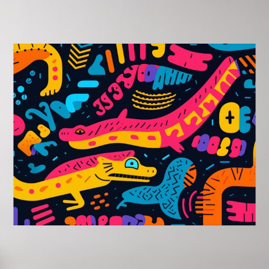 Reptielen in levendige kleuren Poster (Voorkant)