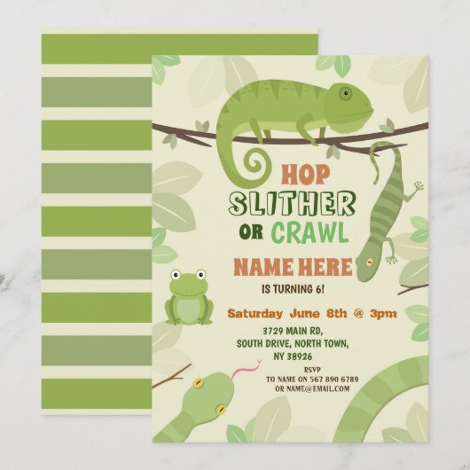 Reptielen Slang Verjaardagsfeest Hagedis Slangen I Kaart (Voorkant / Achterkant)