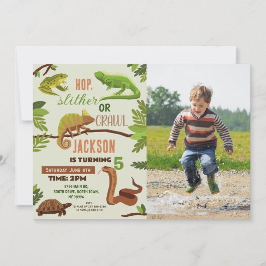 Reptielen Snake Verjaardagsfeest Foto Kikkers Igua Kaart (Voorkant)