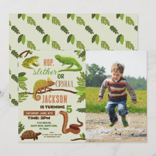 Reptielen Snake Verjaardagsfeest Foto Kikkers Igua Kaart