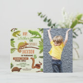 Reptielen Snake Verjaardagsfeestje Lizard Kikkers Kaart (Staand voorkant)