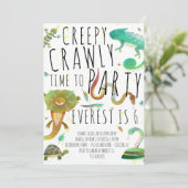 Reptielen verjaardagsfeestje uitnodiging - hagedis (Staand voorkant)