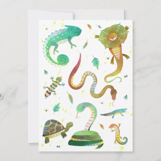 Reptielen verjaardagsfeestje uitnodiging - hagedis (Achterkant)
