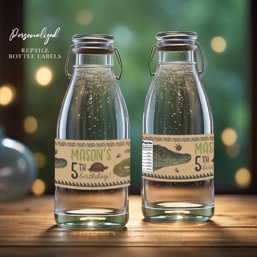 Reptielen Verjaardagspartij Fles Labels Waterfles Etiket