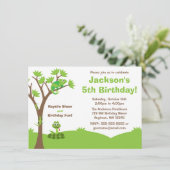 Reptielenboom verjaardagsfeestje kaart (Staand voorkant)