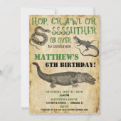 Reptielenfeest verjaardag, slangenhagedis alligato kaart (Voorkant)