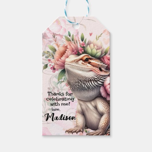 Reptielhagedis verjaardag cadeaulabel (Voorkant)