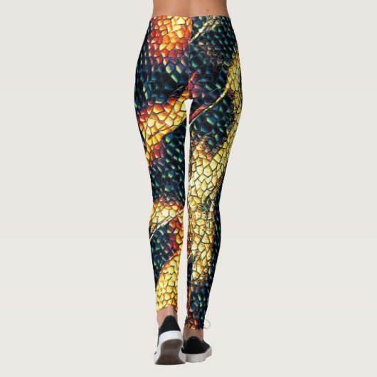 Reptielleder met geelbruine en geelbruine vlekken? leggings (Achterkant)