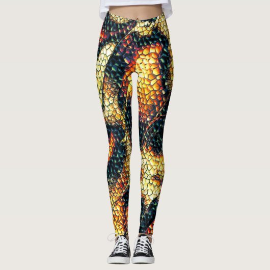 Reptielleder met geelbruine en geelbruine vlekken? leggings (Voorkant)