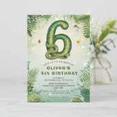 Reptile 6th Birthday Snake Boy Invitation Kaart (Staand voorkant)