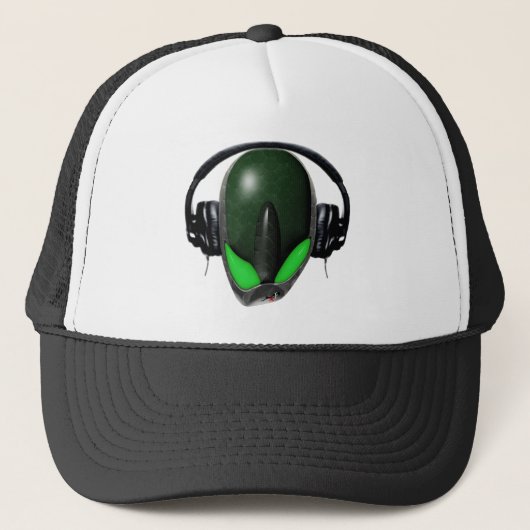 Reptile Alien {Angry} past van DJ in Hoofdtelefoon Trucker Pet (Voorkant)