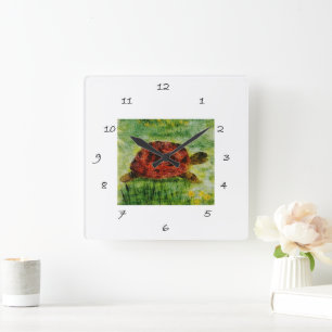 Reptile Animal Art Tortoise Vierkante Klok