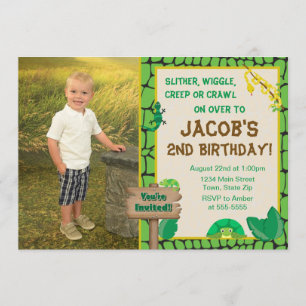 Reptile Birthday Invitation Lizard Snake Invite Kaart