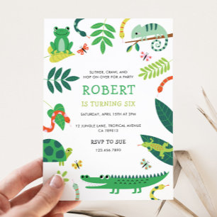 Reptile Birthday Party Invitation Kaart
