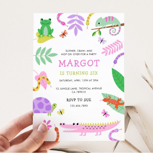 Reptile Birthday Party Invitation Kaart