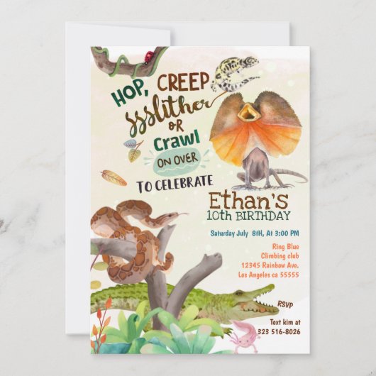 Reptile Birthday Party Kaart (Voorkant)