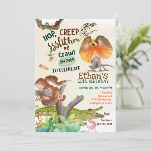 Reptile Birthday Party Kaart (Staand voorkant)