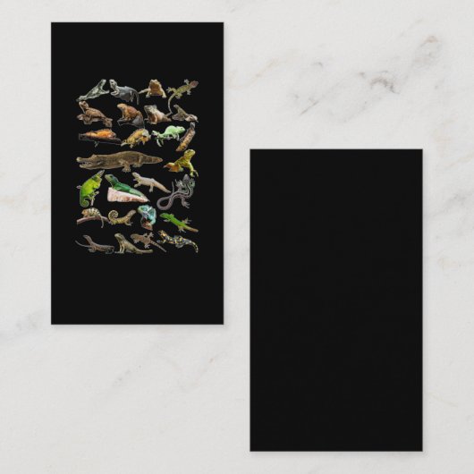 Reptile Collage Lizard Gecko Bearded Dragon Visitekaartje (Voorkant / Achterkant)
