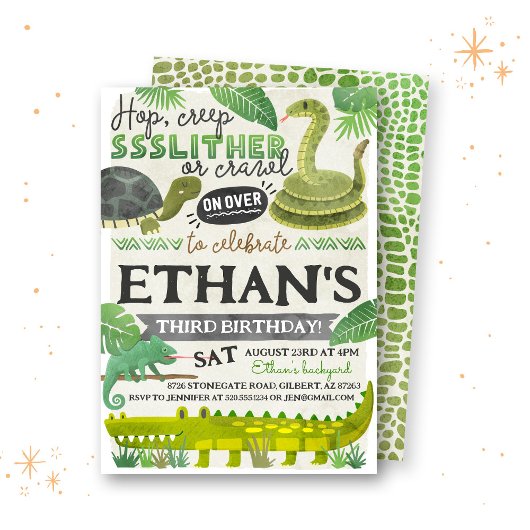 Reptile Kids Verjaardag uitnodiging