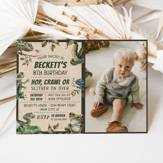 Reptile Kids Verjaardagsfeest Foto Kaart